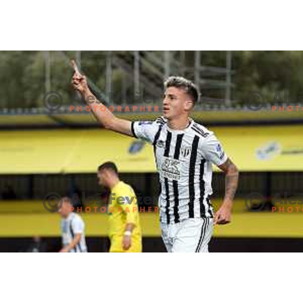 Tio Cipot celebrates goal during Prva Liga Telemach 2022-2023 football match between Domzale and Mura in Domzale, Slovenia on October 1, 2022