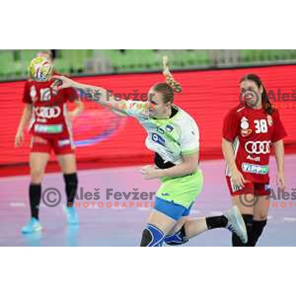 Valentina Klemencic of Slovenia in action during friendly handball match between Slovenia and Hungary in Ljubljana, Slovenia on October 1, 2022