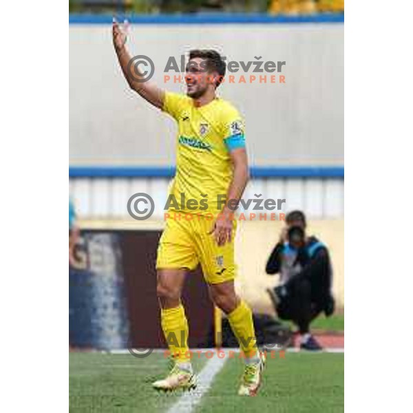 Matej Podlogar celebrates goal during Prva Liga Telemach 2022-2023 football match between Domzale and Mura in Domzale, Slovenia on October 1, 2022