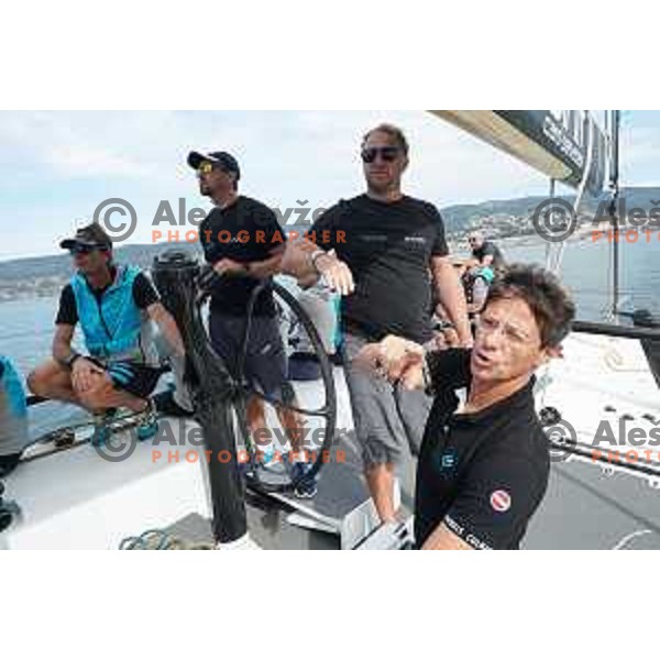 Gasper Vincec of Team EWOL at official practice before Barcolana 54, Sailing Regatta in Trieste, Italy on October 8, 2022