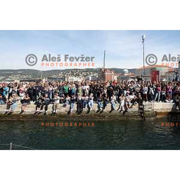 Spectators at Barcolana 54th edition Sailing regatta in Trieste, Italy on October 9, 2022