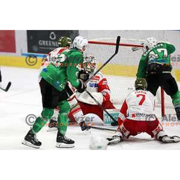 Joseph Garreffa of SZ Olimpija during IceHL ice-hockey match between SZ Olimpija (SLO) and Bolzano Sudtirol Alperia (ITA) in Tivoli Hall, Ljubljana, Slovenia on October 16, 2022