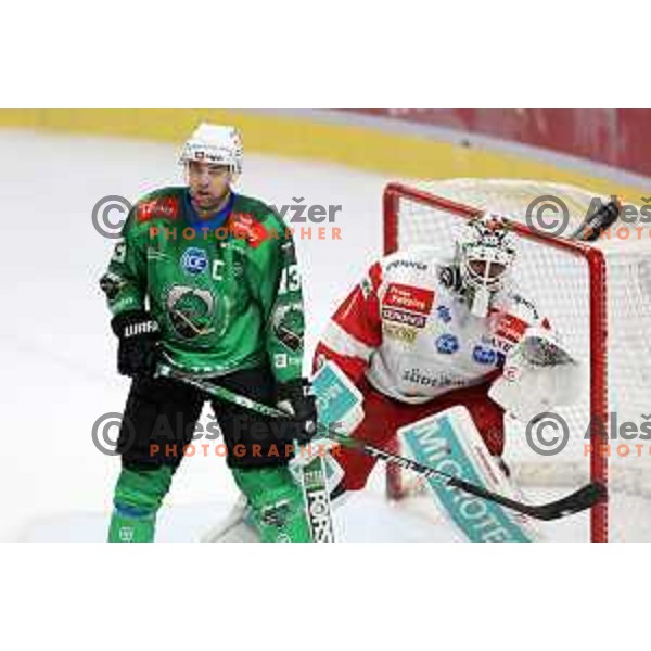 Ziga Pance of SZ Olimpija during IceHL ice-hockey match between SZ Olimpija (SLO) and Bolzano Sudtirol Alperia (ITA) in Tivoli Hall, Ljubljana, Slovenia on October 16, 2022