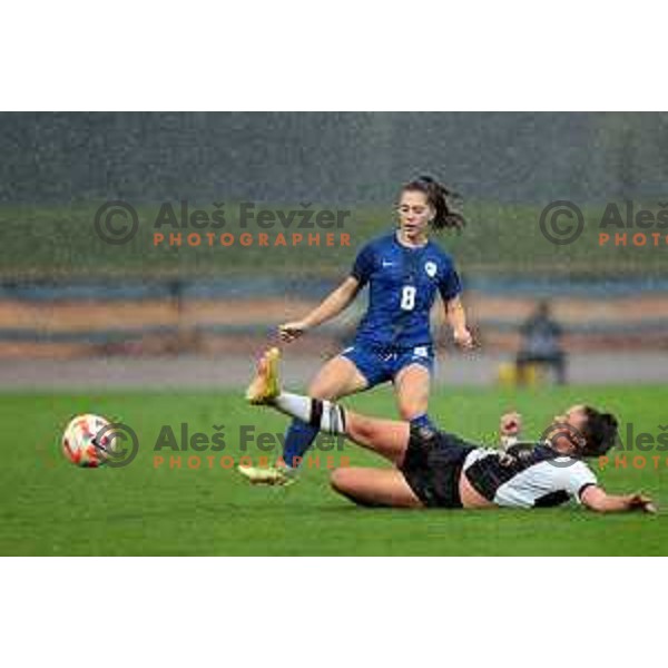 Maja Madon in action during European Women\'s Under 17 Championship 2023 round 1 match between Slovenia and Germany in Krsko, Slovenia on October 22, 2022