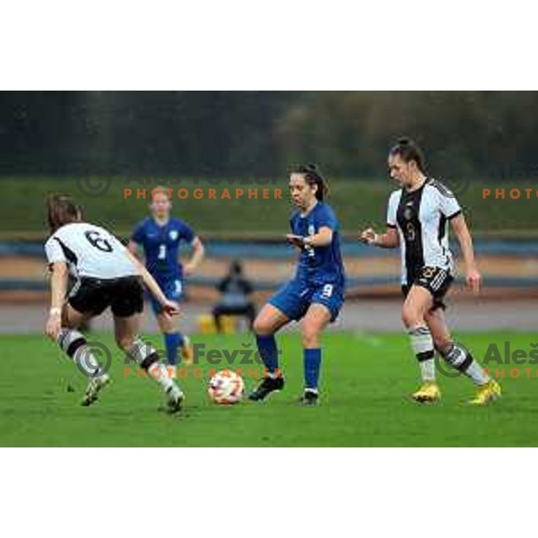 Katjusa Kern in action during European Women\'s Under 17 Championship 2023 round 1 match between Slovenia and Germany in Krsko, Slovenia on October 22, 2022