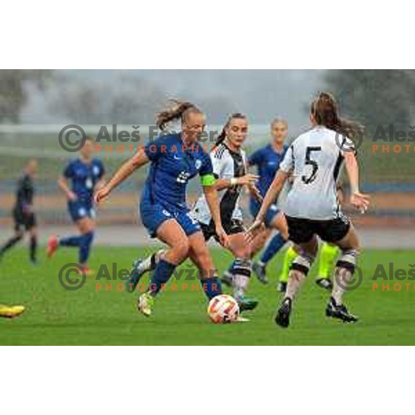 Zala Kramzar in action during European Women\'s Under 17 Championship 2023 round 1 match between Slovenia and Germany in Krsko, Slovenia on October 22, 2022