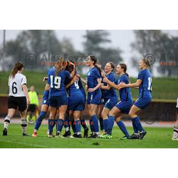 in action during European Women\'s Under 17 Championship 2023 round 1 match between Slovenia and Germany in Krsko, Slovenia on October 22, 2022