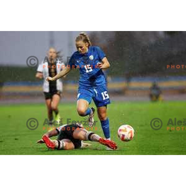 Jona Javoric in action during European Women\'s Under 17 Championship 2023 round 1 match between Slovenia and Germany in Krsko, Slovenia on October 22, 2022