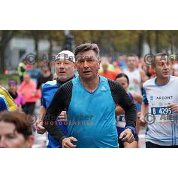 Borut Pahor runs at 27. Wolksvagen Ljubljana Marathon, Slovenia on October 23, 202