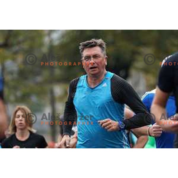 Borut Pahor runs at 27. Wolksvagen Ljubljana Marathon, Slovenia on October 23, 202