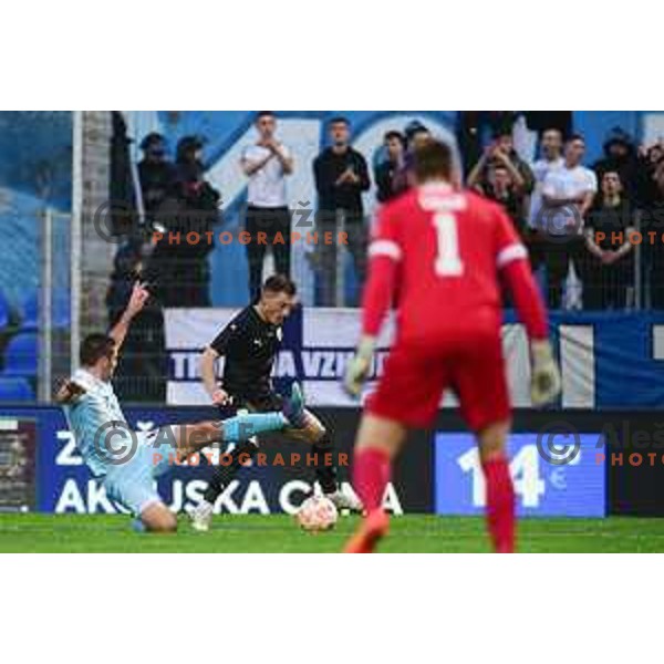 Mario Kvesic in action during Prva Liga Telemach 2022-2023 football match between Gorica and Olimpija in Nova Gorica, Slovenia on October 23, 2022