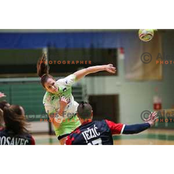 Ana Gros in action during friendly handball match between Slovenia and Croatia in Lasko, Slovenia on October 27, 2022