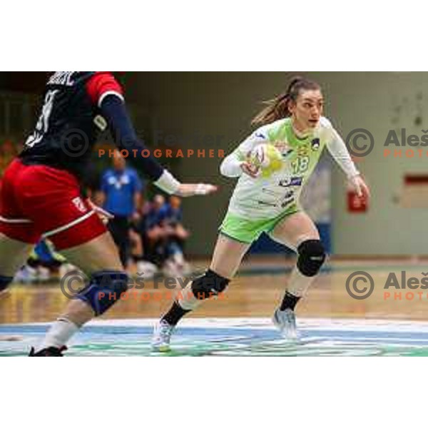 Nina Zulic in action during friendly handball match between Slovenia and Croatia in Lasko, Slovenia on October 27, 2022