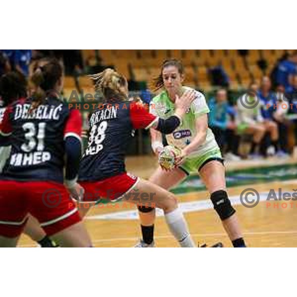 in action during friendly handball match between Slovenia and Croatia in Lasko, Slovenia on October 27, 2022