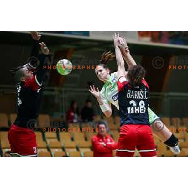 Ana Gros in action during friendly handball match between Slovenia and Croatia in Lasko, Slovenia on October 27, 2022