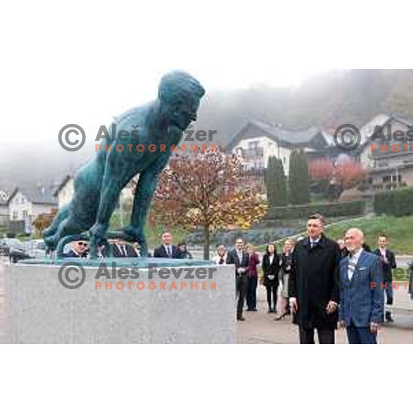 President of Slovenia Borut Pahor and Olympian Miro Cerar in Grosuplje, Slovenia on October 28, 2022