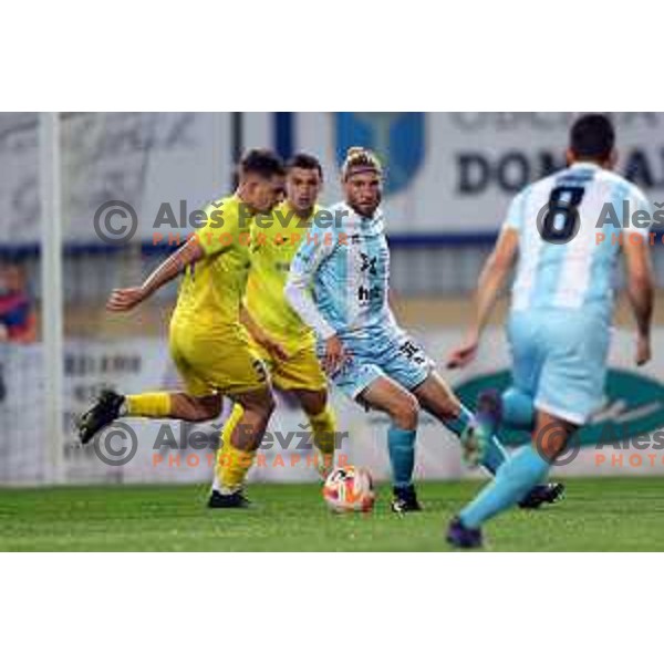 Jost Pisek and Leon Marinic in action during Prva Liga Telemach 2022-2023 football match between Domzale and Gorica in Domzale, Slovenia on October 28, 2022
