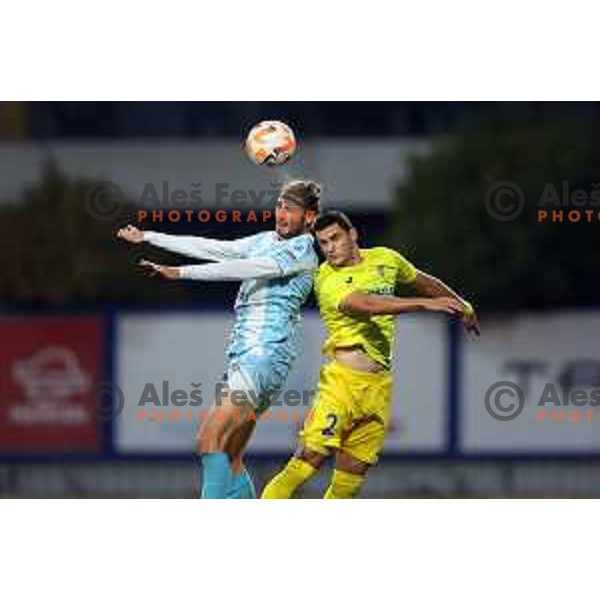Leon Marinic and Mirko Mutavcic in action during Prva Liga Telemach 2022-2023 football match between Domzale and Gorica in Domzale, Slovenia on October 28, 2022