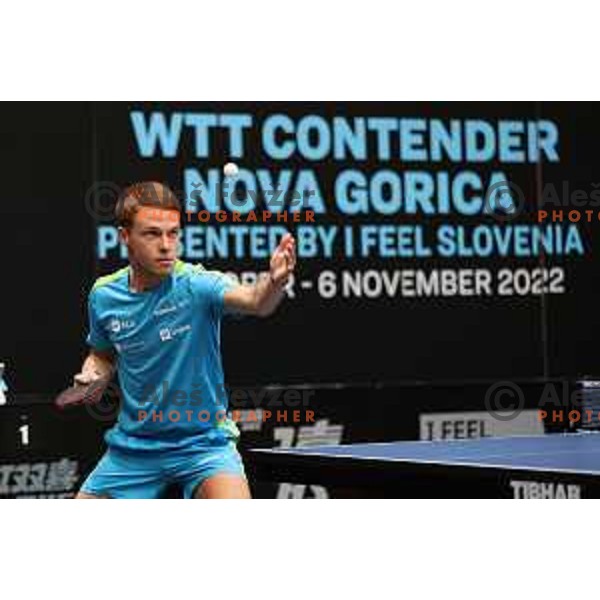 Tilen Cvetko during Men\'s singles qualifying first day for World Table tennis Contender Nova Gorica, Slovenia on October 31, 2022