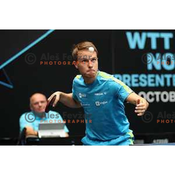 Tilen Cvetko during Men\'s singles qualifying first day for World Table tennis Contender Nova Gorica, Slovenia on October 31, 2022