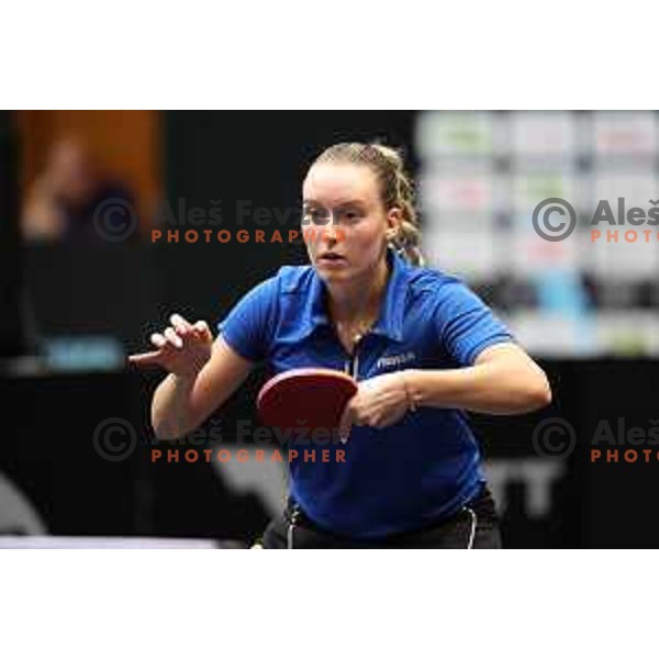 Katarina Strazar of Slovenia competes at World Table Tennis Contender Nova Gorica, Slovenia on November 3, 2022