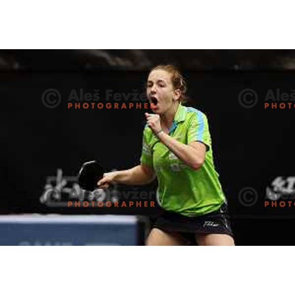 Ana Tofant of Slovenia competes at World Table Tennis Contender Nova Gorica, Slovenia on November 3, 2022