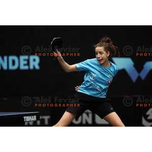 Hana Goda of Egypt competes at World Table Tennis Contender Nova Gorica, Slovenia on November 3, 2022