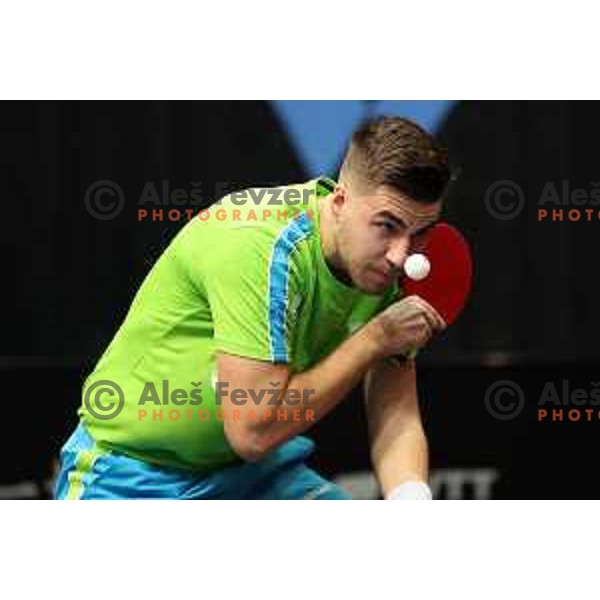 Darko Jorgic of Slovenia in action at World Table Tennis Contender Nova Gorica, Slovenia on November 4, 2022