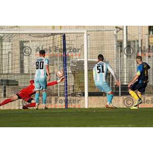 Nino Kouter scores and celebrates goal during Prva Liga Telemach 2022-2023 football match between Gorica and Celje in Nova Gorica, Slovenia on November 5, 2022