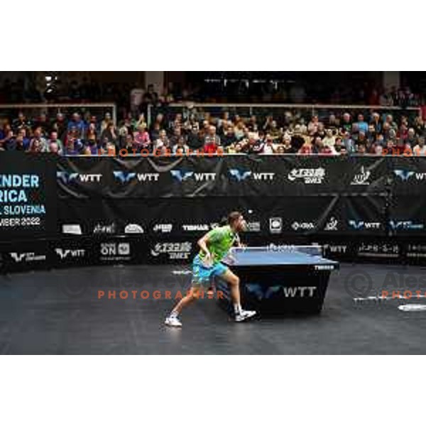 Darko Jorgic of Slovenia in action during the Final of World Table Tennis Contender Nova Gorica, Slovenia on November 6, 2022
