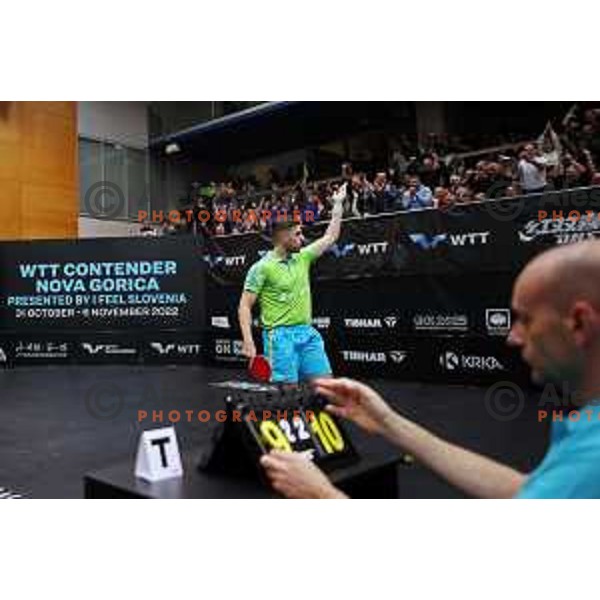 Darko Jorgic of Slovenia in action during the Final of World Table Tennis Contender Nova Gorica, Slovenia on November 6, 2022