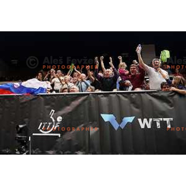 Fans cheering during the Final of World Table Tennis Contender Nova Gorica, Slovenia on November 6, 2022