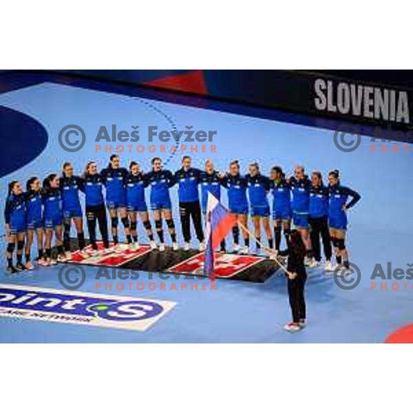 Team Slovenia players during handball match between Slovenia and Sweden at Women\'s EHF Euro 2022, Celje, Slovenia on November 6, 2022