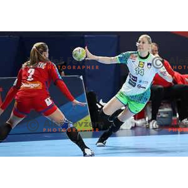 Tamara Mavsar in action during the handball match between Slovenia and Serbia at Women\'s EHF Euro 2022, Celje, Slovenia on November 8, 2022