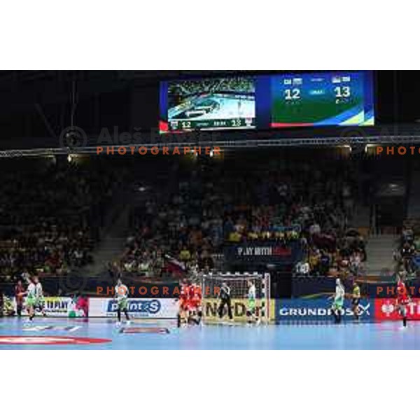 In action during handball match between Slovenia and Serbia at Women\'s EHF Euro 2022, Celje, Slovenia on November 8, 2022
