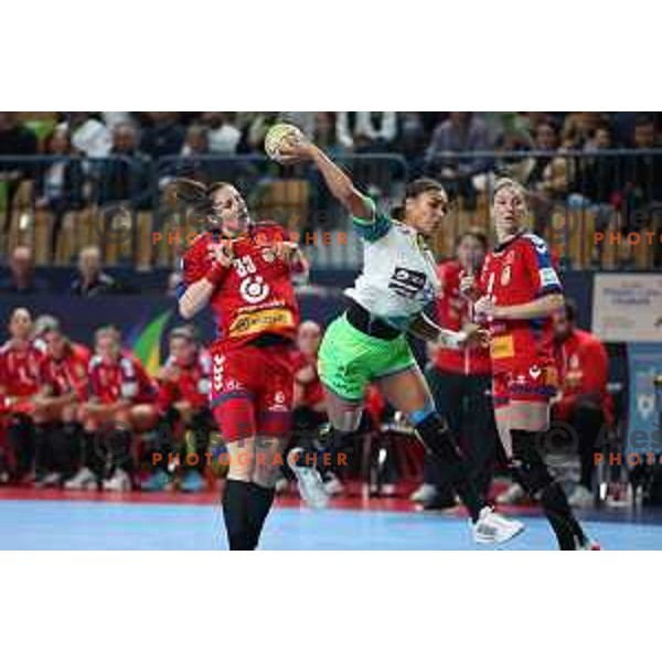 Elizabeth Omoregie in action during the handball match between Slovenia and Serbia at Women\'s EHF Euro 2022, Celje, Slovenia on November 8, 2022