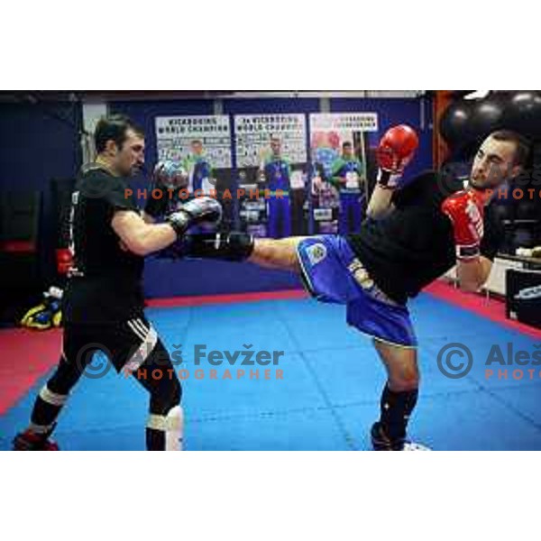 Ali Botonjic during kickbox practice session in Gepard Fight Club in Ljubljana, Slovenia on November 10, 2022