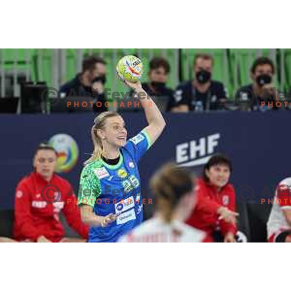 Barbara Lazovic in action during the handball match between Slovenia and Croatia at Women\'s EHF Euro 2022 in Ljubljana, Slovenia on November 10, 2022 
