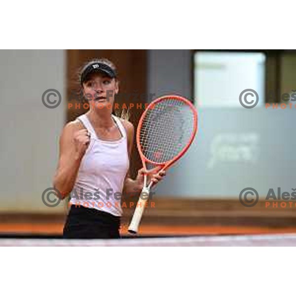 Nina Potocnik in action during Tennis match between Slovenia and China at Billie Jean King Cup in Velenje, Slovenia on November 11, 2022