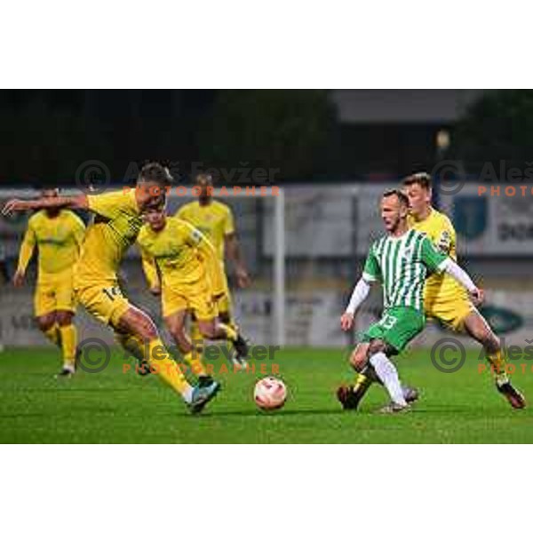 Ivan Durdov and Aljaz Krefl in action during Prva Liga Telemach 2022-2023 football match between Domzale and Olimpija in Domzale, Slovenia on November 12, 2022