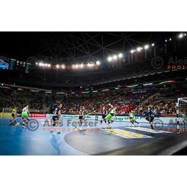 Valentina Klemencic in action during the handball match between Slovenia and Norway at Women\'s EHF Euro 2022 in Ljubljana, Slovenia on November 14, 2022