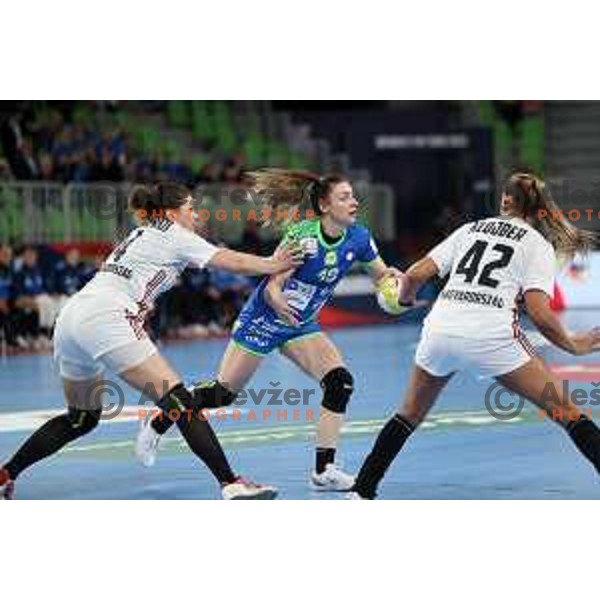 Nina Zulic in action during the handball match between Slovenia and Hungary at Women\'s EHF Euro 2022 in Ljubljana, Slovenia on November 16, 2022
