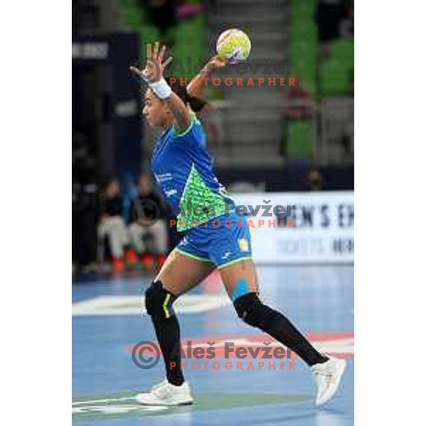 Elizabeth Omoregie in action during the handball match between Slovenia and Hungary at Women\'s EHF Euro 2022 in Ljubljana, Slovenia on November 16, 2022