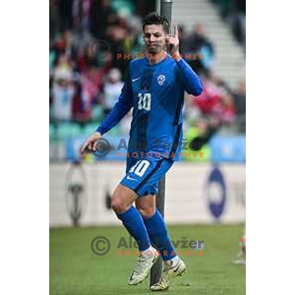 Miha Zajc In action at friendly football match between Slovenia and Montenegro in Ljubljana, Slovenia on November 20, 2022
