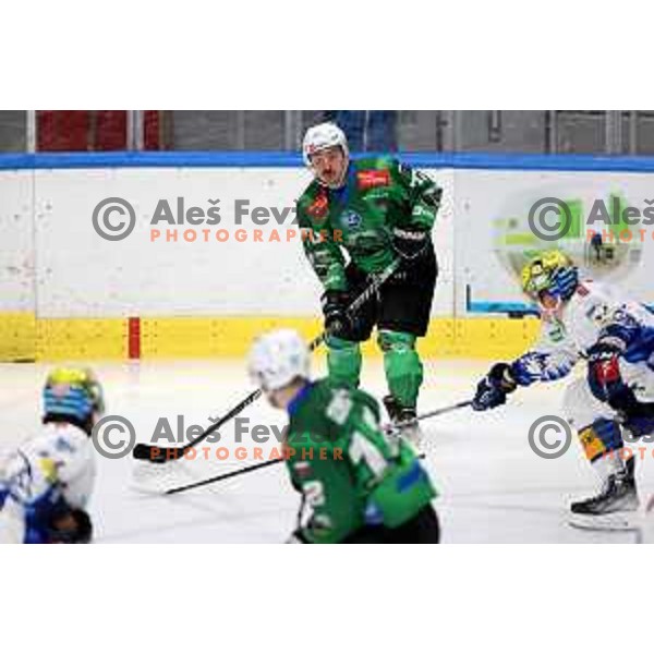 Rok Kapel of SZ Olimpija in action during IceHL ice-hockey match between SZ Olimpija (SLO) and VSV (AUT) in Tivoli Hall, Ljubljana, Slovenia on November 23, 2022
