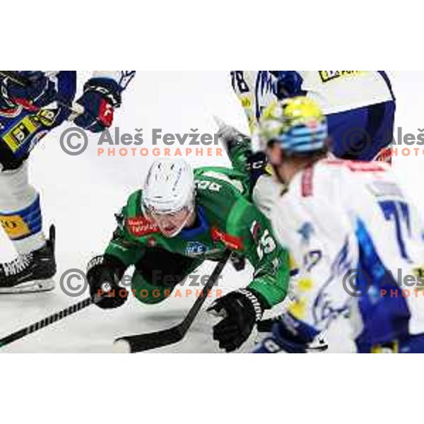Chris Dodero of SZ Olimpija in action during IceHL ice-hockey match between SZ Olimpija (SLO) and VSV (AUT) in Tivoli Hall, Ljubljana, Slovenia on November 23, 2022