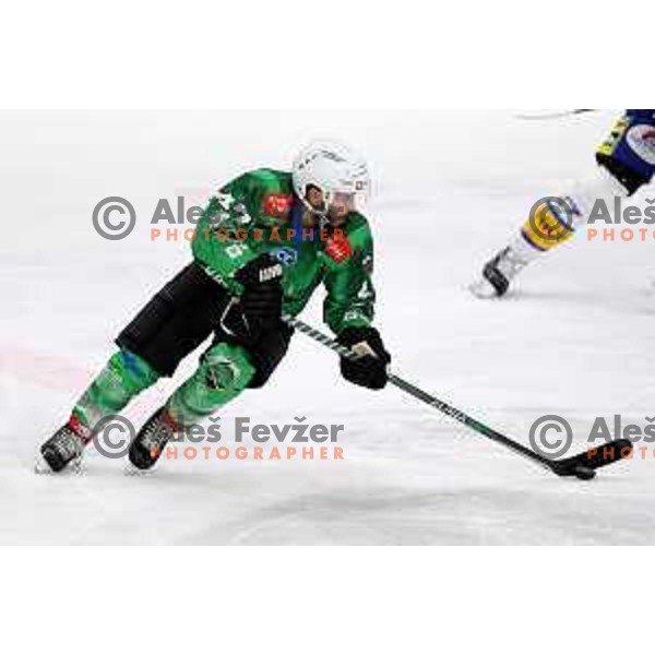 Jospeh Garreffa of SZ Olimpija in action during IceHL ice-hockey match between SZ Olimpija (SLO) and VSV (AUT) in Tivoli Hall, Ljubljana, Slovenia on November 23, 2022