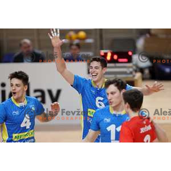 in action during MEVZA league volleyball match between Calcite Volley and Merkur Maribor in Tivoli Hall, Ljubljana, Slovenia on November 23, 2022