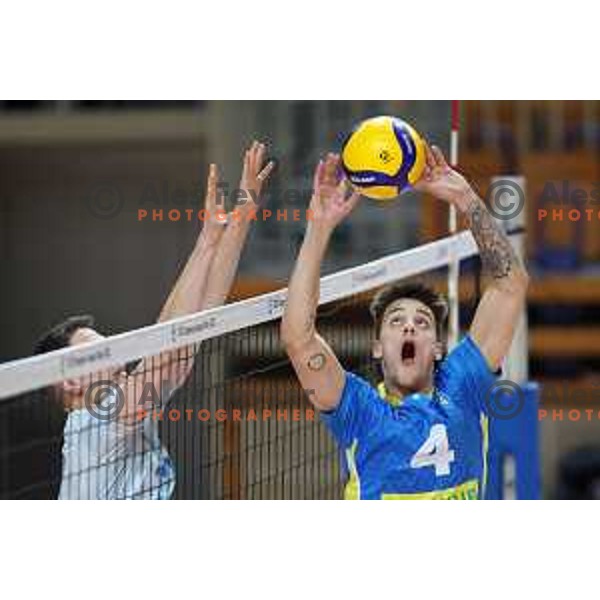 in action during MEVZA league volleyball match between Calcite Volley and Merkur Maribor in Tivoli Hall, Ljubljana, Slovenia on November 23, 2022
