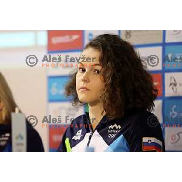 Katja Fain of Slovenia Swimming team at press conference in Ljubljana, Slovenia on November 28, 2022 
